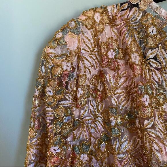 Rina Di Montella Floral Spring Shimmer Beaded Shift Dress Size 16 - Picture 8 of 14